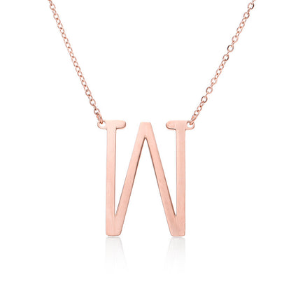 Fabulous Rose Gold Plated Stainless Steel Initial Letter Pendant Necklace