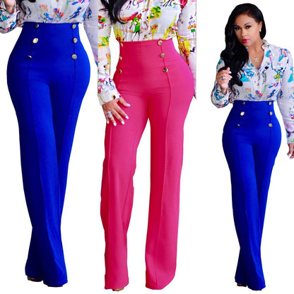 Stylish Slim Personality Double-Breasted Flared Trousers