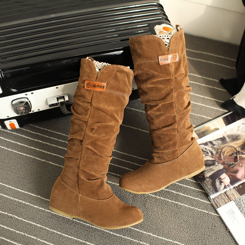 Women's Flat Boots: Suede, Height Increase, with Scrub Detail Woman Boots | Ectron Online