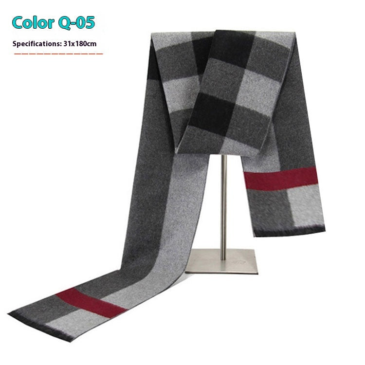 New Men's Cashmere-Like Striped Scarf