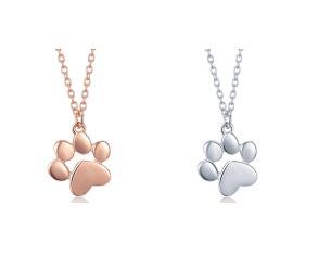 Footprint dog cat paw print foot necklace