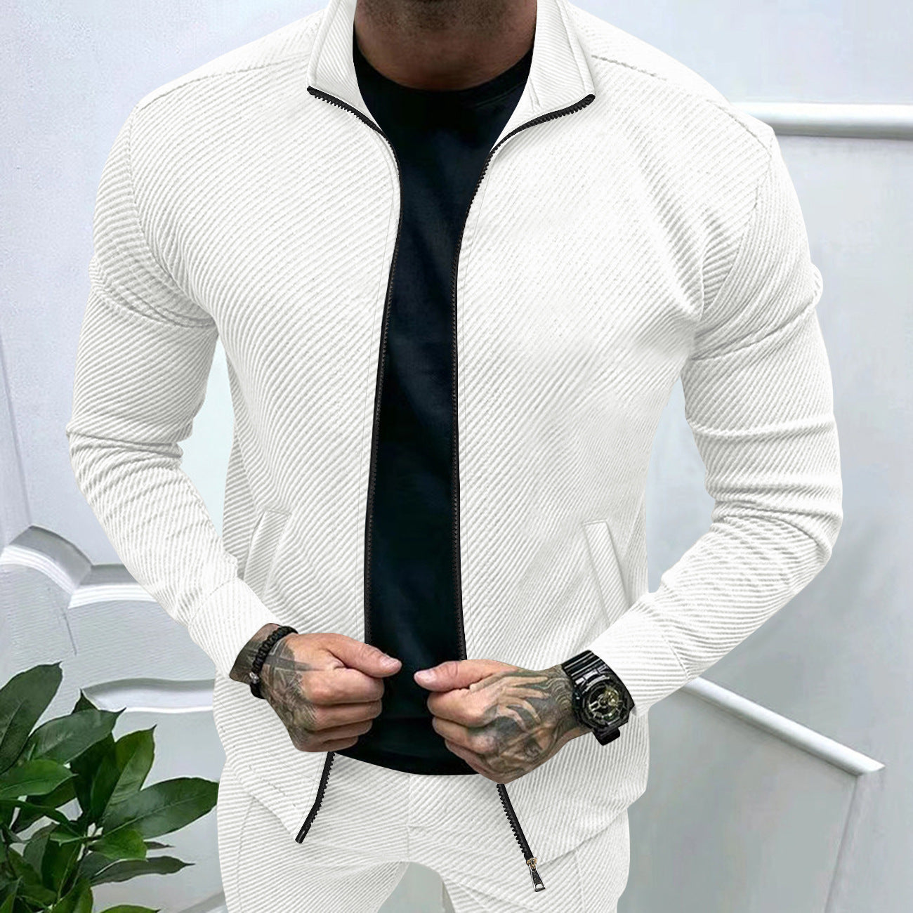 Men's Twill Jacquard Slim Fit Shirt Men's Twill Jacquard Long Sleeve Fashion | Ectron Online