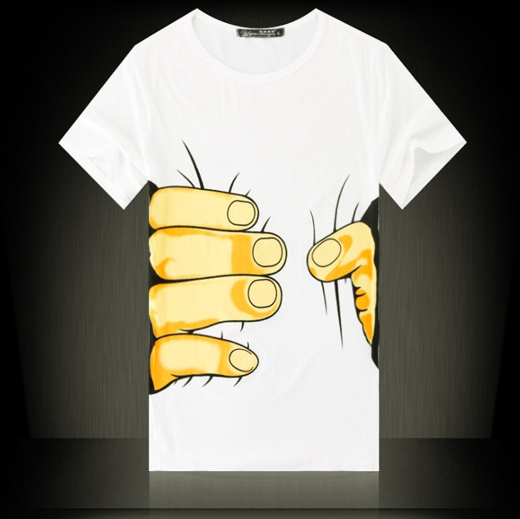 Men's 3D Big Hand Cotton T-Shirt – Summer Short Sleeve Tee Summer Men's Short Sleeve T-Shirt Men's | Ectron Online