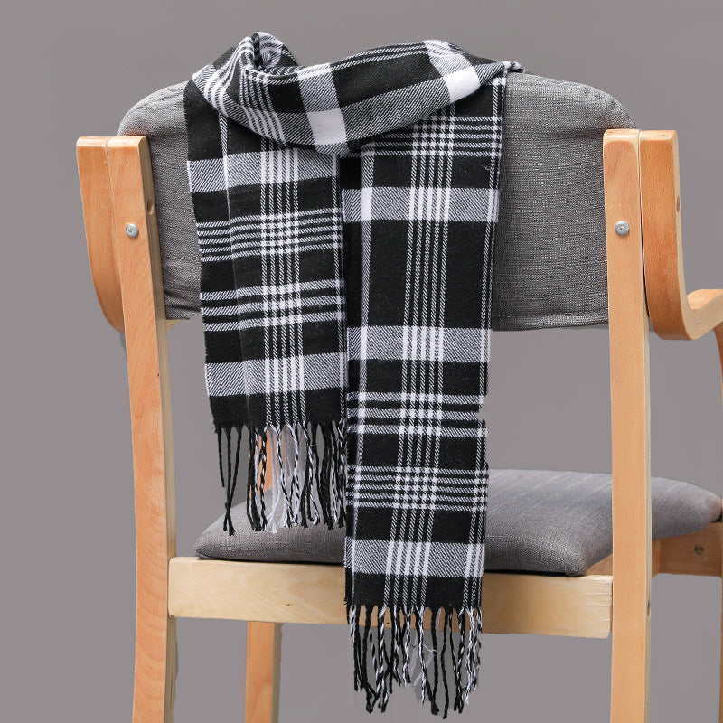 British Plaid Imitation Cashmere Tassels Couple Parent-child Men's Scarf