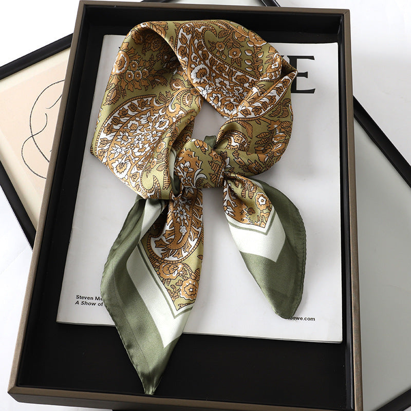 Solid Color Square Scarf - Elegance & Style Artificial Silk Striped High-grade Korea | Ectron Online