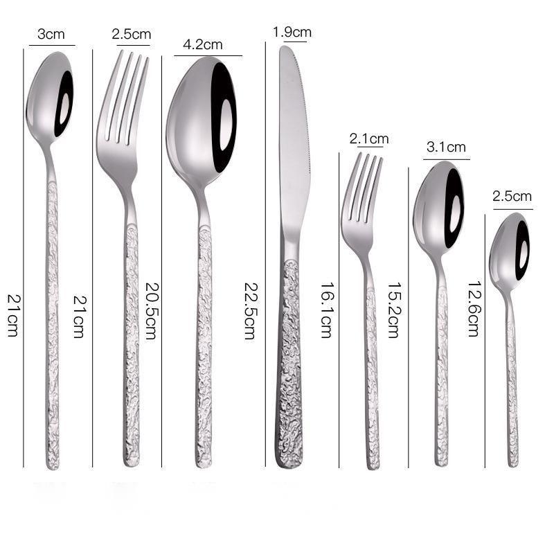 Embossed Textured Handle Steak Cutlery Set - Luxury Western Dining