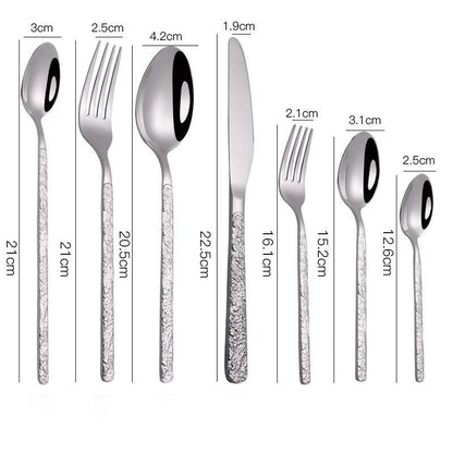 Embossed Textured Handle Steak Cutlery Set - Luxury Western Dining Embossed Textured Handle Steak Cutlery W | Ectron Online