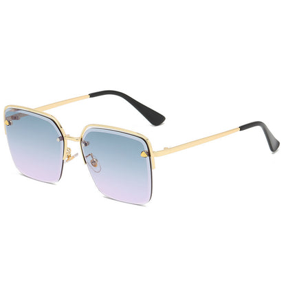 Personality Trend Sunglasses Summer Half Metal Frame Two-color Gradient PC Lens Fashion Glasses