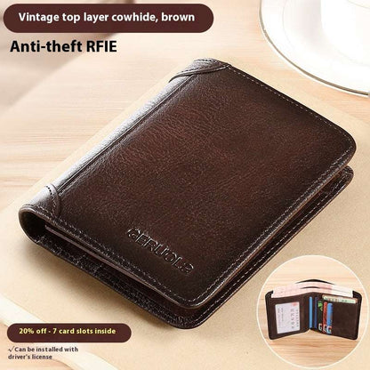 Genuine Leather Anti-theft Swiping Ultra-thin Cheng E Wallet