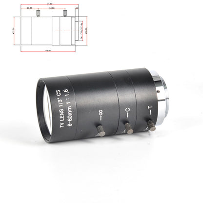 Cylindrical lens with specifications on a white background