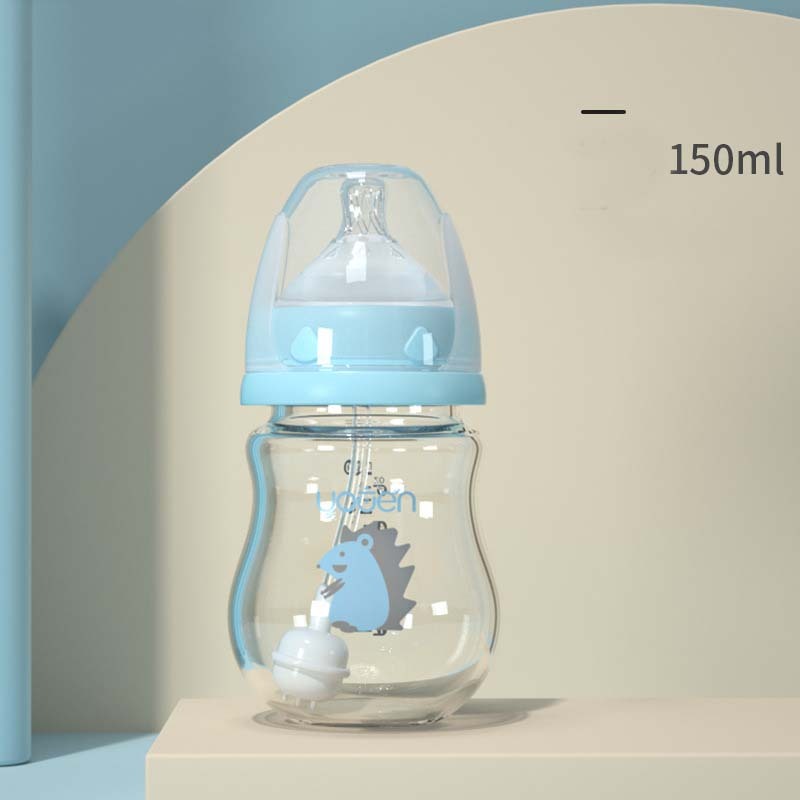 {{ brand }} Insulated Glass Baby Bottle – Anti-Scald Silicone Handle Blue C - Anti-Scalding Handle Silicone Sleeve Ins