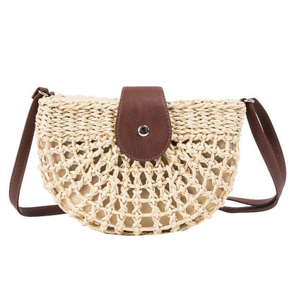 One-Shoulder Saddle Bag Fashion Messenger Straw Bag