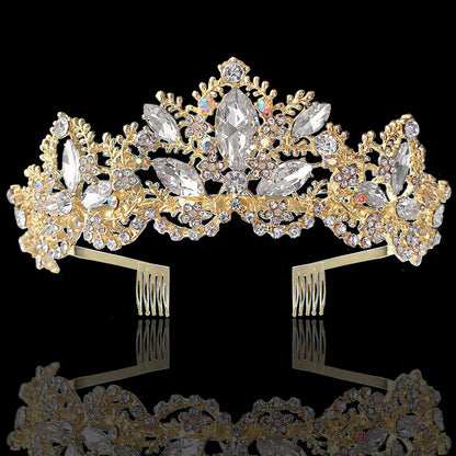 Baroque Exquisite Crown Bridal Light Gold Crown Wedding Accessories