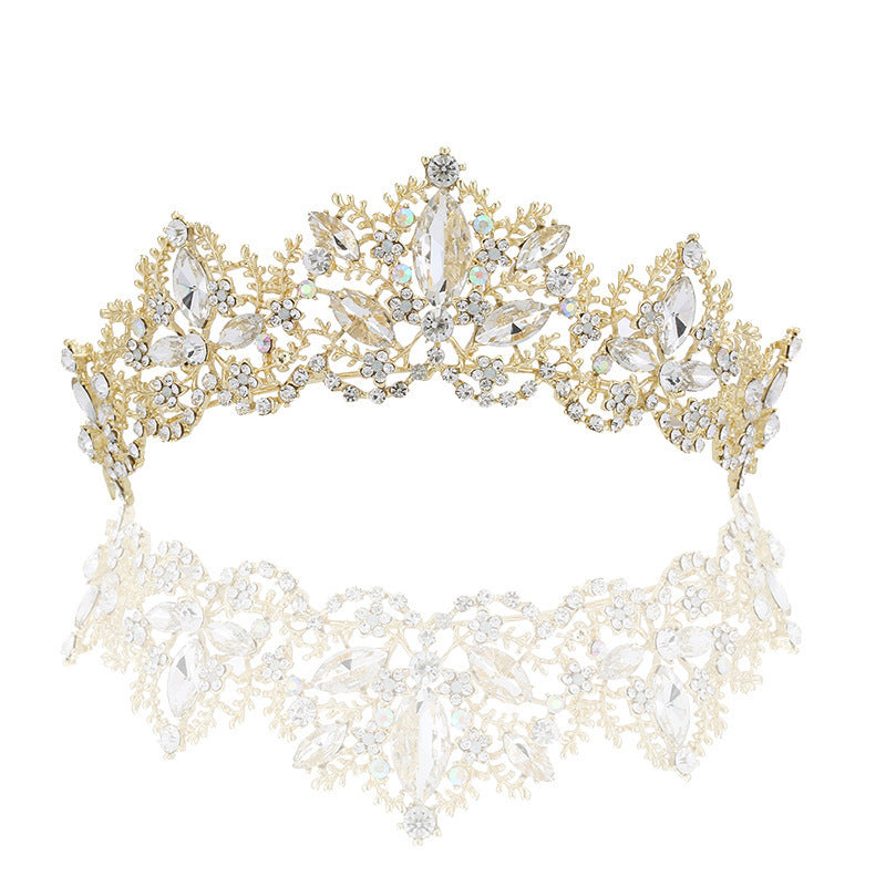 Baroque Exquisite Bridal Crown - Light Gold Wedding Tiara Baroque Exquisite Crown Bridal Light Gol | Ectron Online