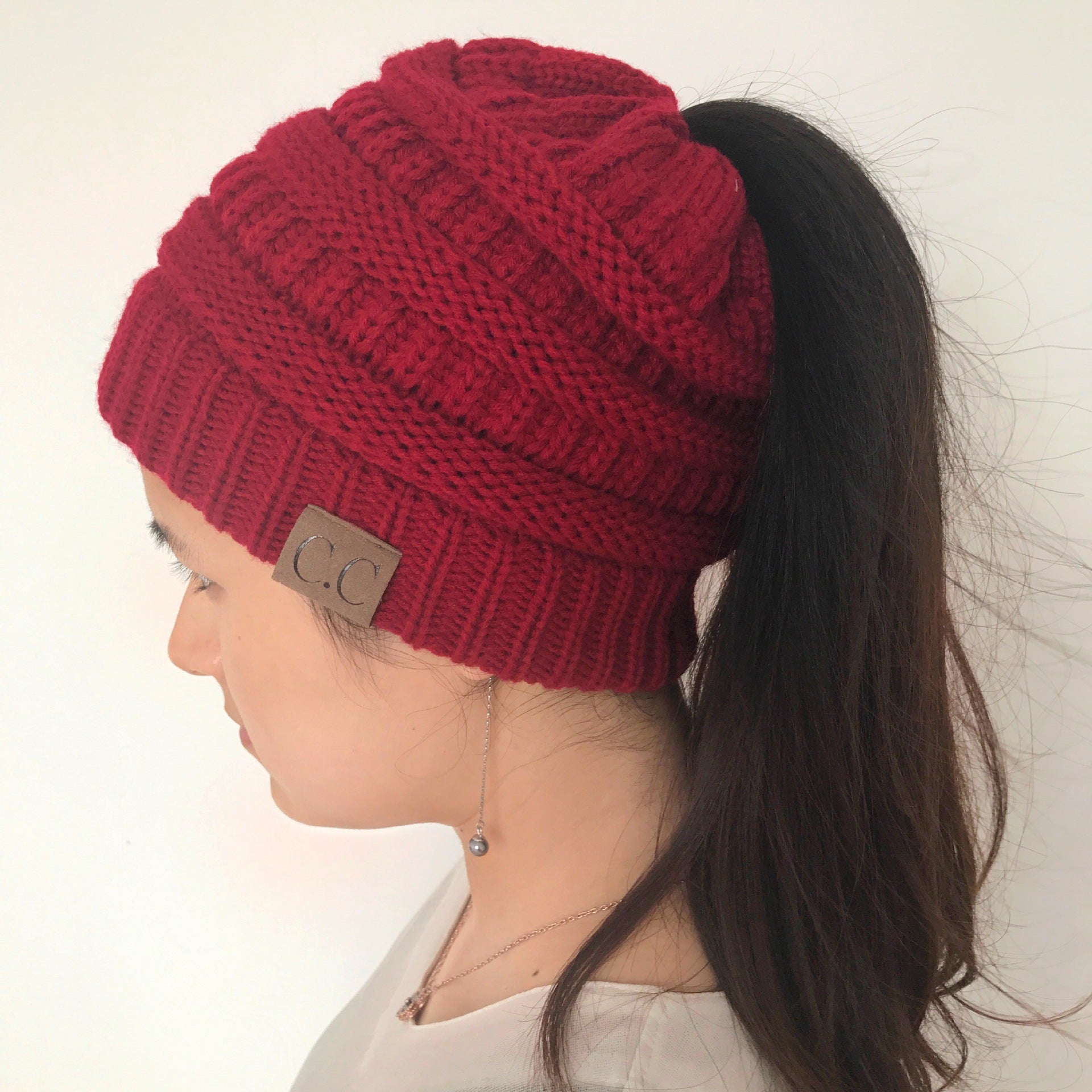 Knitted Ponytail Hat - Women's Fashion Wool Hat for Stylish Comfort Hats & Caps | Ectron Online
