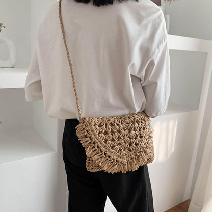 Simple Beach Bag Female New Trend Fashion Woven Female Bag Wild Casual Messenger One-Shoulder Straw Bag