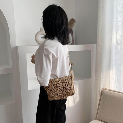 Simple Beach Bag Female New Trend Fashion Woven Female Bag Wild Casual Messenger One-Shoulder Straw Bag