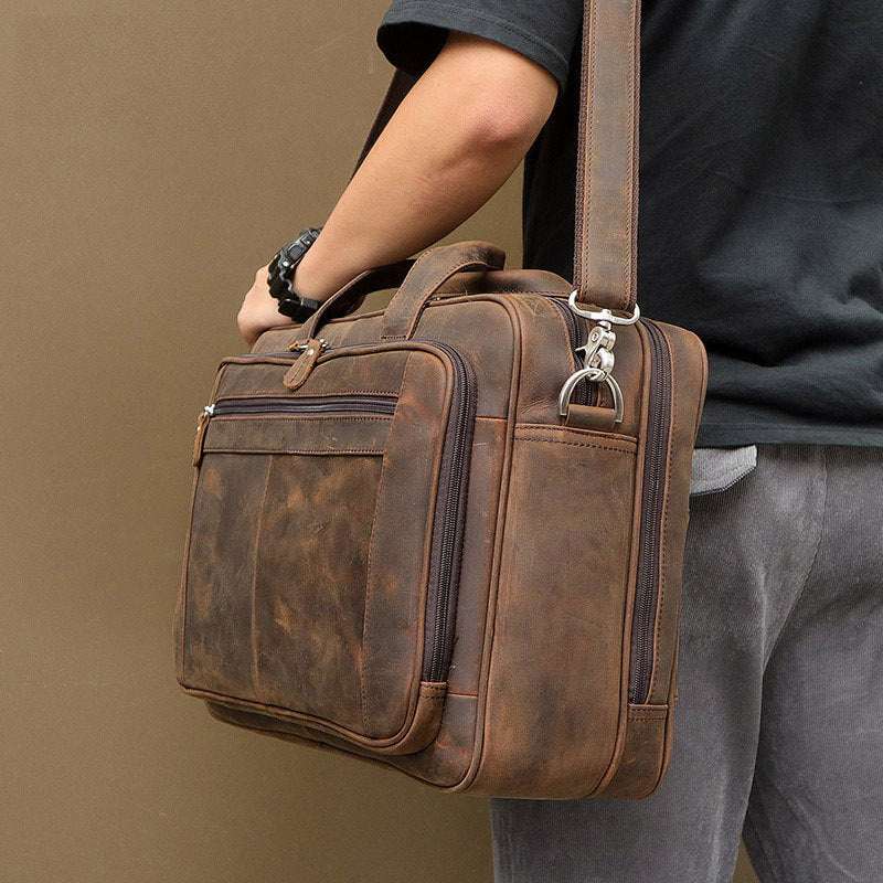Men's Crazy Horse Leather Laptop Bag