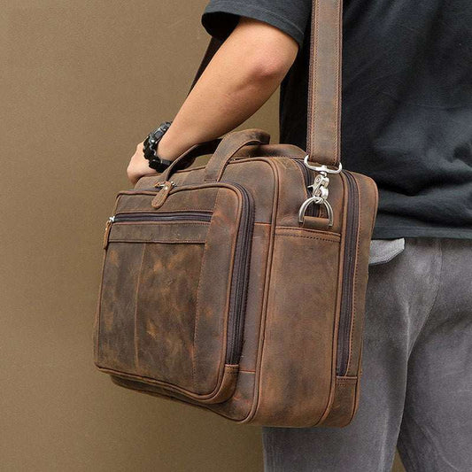Men's Crazy Horse Leather Laptop Bag