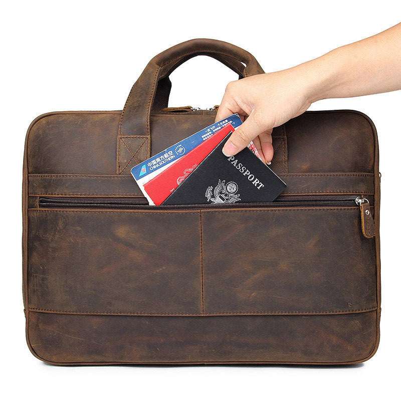 Men's Crazy Horse Leather Laptop Bag