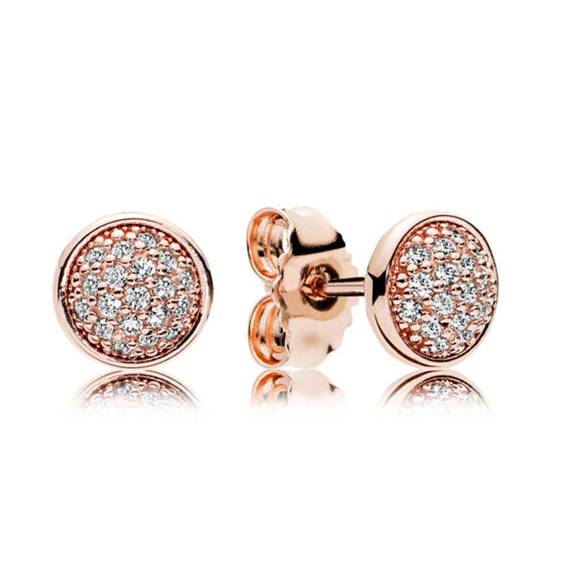 Panjia Rose Gold Shiny Water Drop S925 Silver Earrings Simple Atmospheric Fashion Earrings Round Sterling Silver Earrings