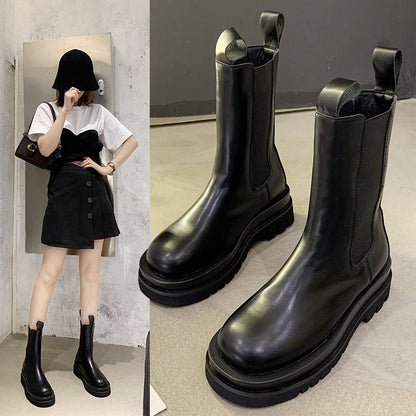 All-match Thick-heeled Thick-soled Mid-tube Boots Boots