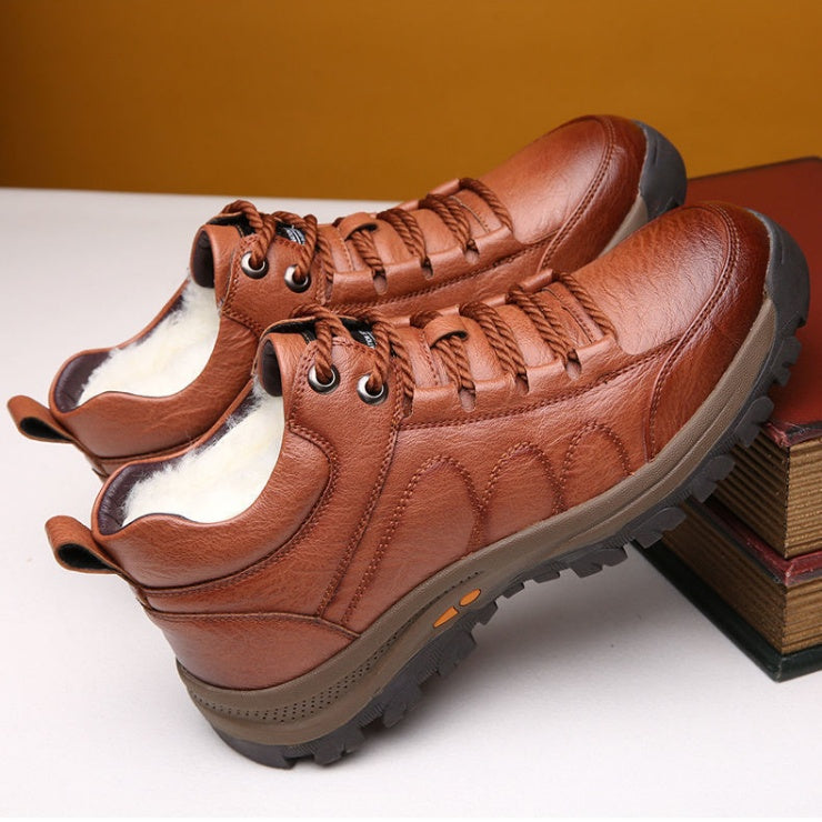 Winter Men’s Cotton & Wool Sports Leather Shoes – Warm & Durable Winter Men's Cotton Shoes Wool Sports Le | Ectron Online