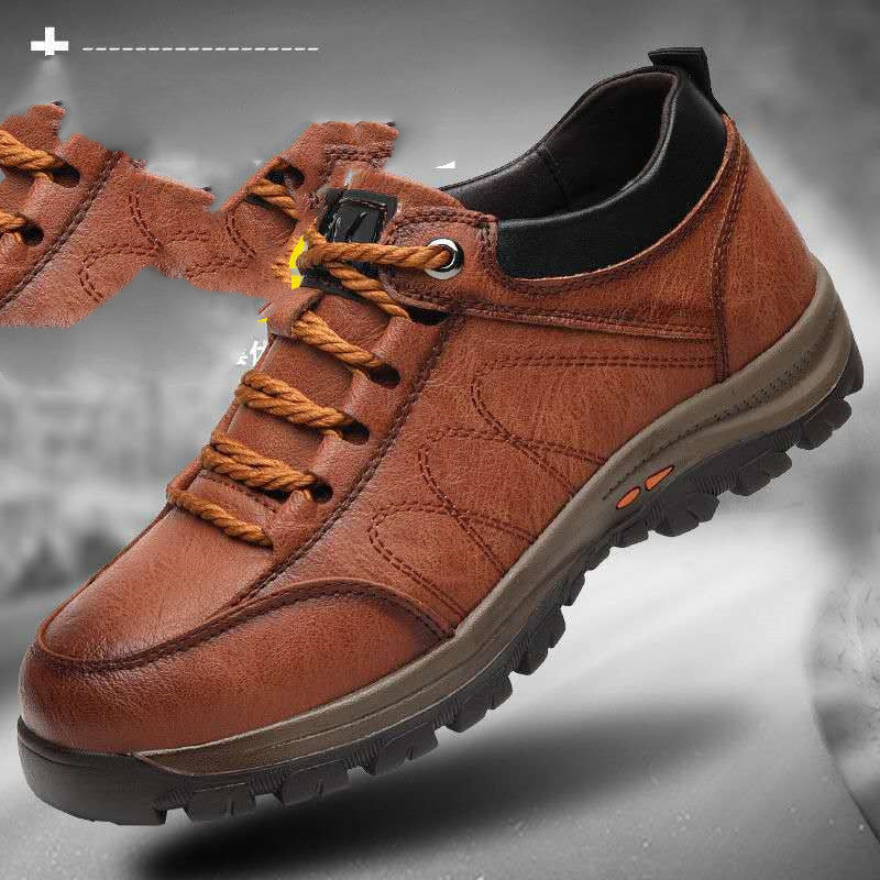 Winter Plus Cashmere Men’s Casual Leather Running Shoes Winter Plus Cashmere Warmth Trend New Me | Ectron Online