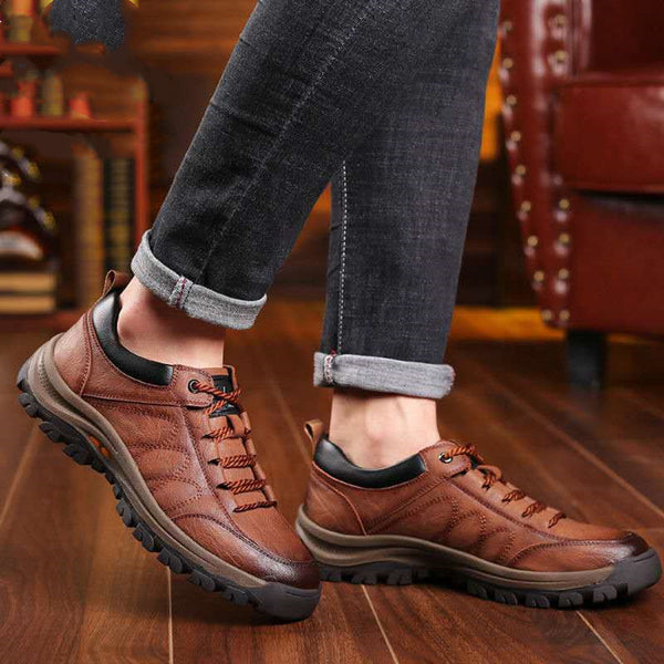 Winter Plus Cashmere Men’s Casual Leather Running Shoes