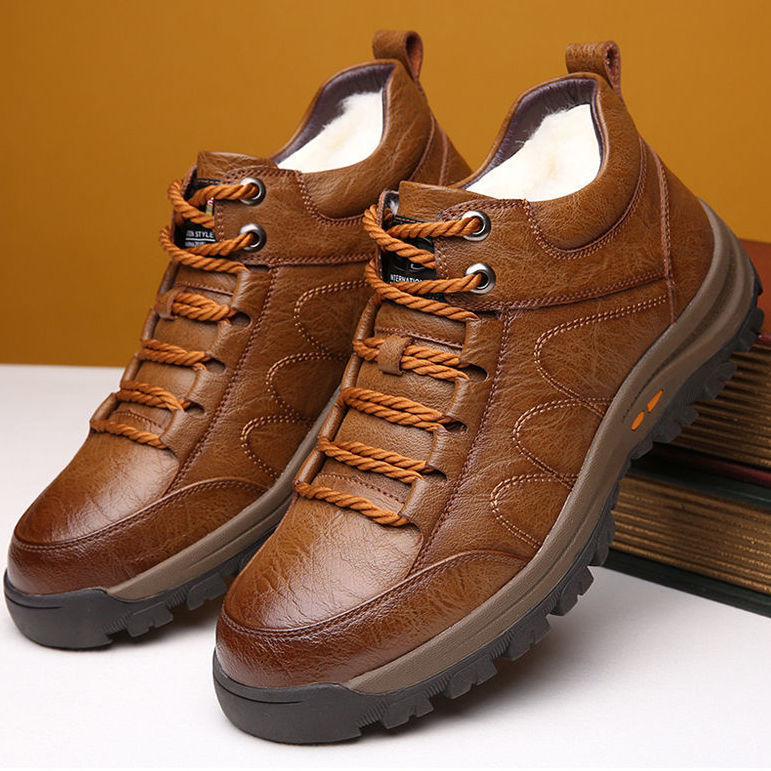 Winter Men’s Cotton & Wool Sports Leather Shoes – Warm & Durable Winter Men's Cotton Shoes Wool Sports Le | Ectron Online
