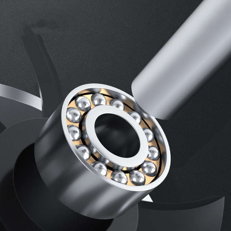 Close-up of a metal propeller blade with a bearing on a dark background