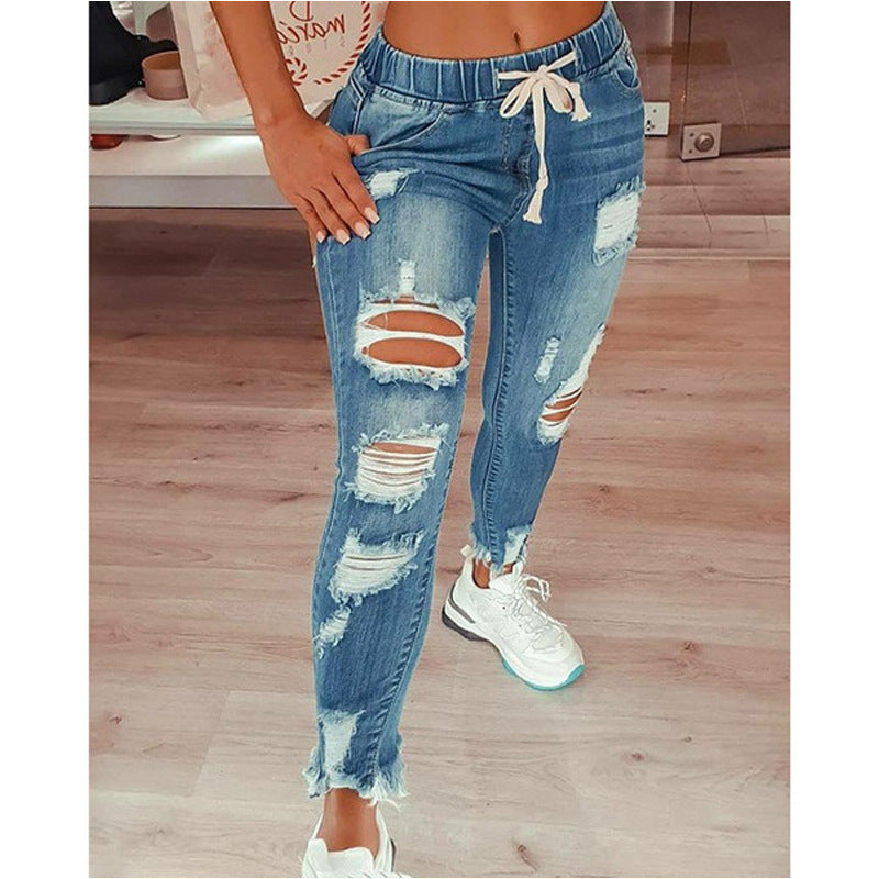 Cross-Border Exclusively For Amazon Hot-Selling European And American Women's Jeans Slim Slimming Women's Jeans Trousers