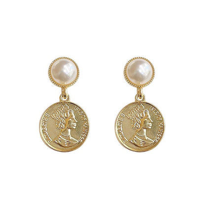 S925 Silver Needle Retro Style Pearl Earrings Simple Personality Earrings