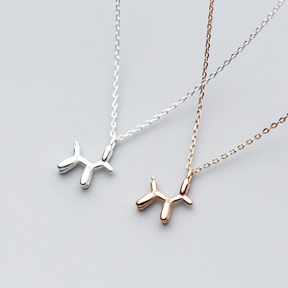 S925 Silver Necklace Pendant Female Dog Pendant Temperament Cute Animal Clavicle Chain