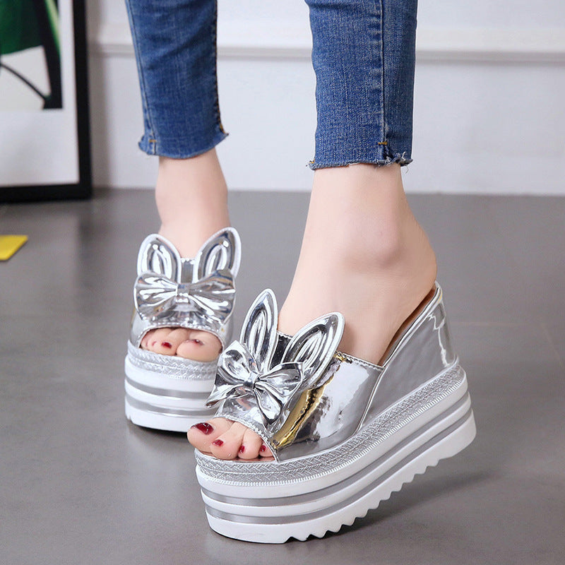 Sandals And Slippers Women'S Shoes Summer And Korean Version Of High-Heeled Wedge-Heeled Thick Bottom, All-Match Non-Slip Inner Heightening, White Outer Wear One-And-A-Half Drag Sandals And Slippers Women'S Shoes Summe | Ectron Online