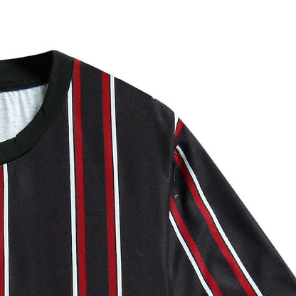 Camiseta de Color contrastante para hombre, camisa informal de verano con cuello redondo de manga corta a rayas verticales, ropa deportiva para hombre