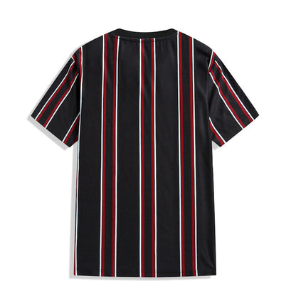 Camiseta de Color contrastante para hombre, camisa informal de verano con cuello redondo de manga corta a rayas verticales, ropa deportiva para hombre