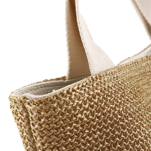Free Size Sweet Temperament Design Straw Weave Fashion Simple Portable Bucket Bag
