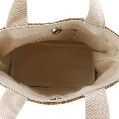 Free Size Sweet Temperament Design Straw Weave Fashion Simple Portable Bucket Bag