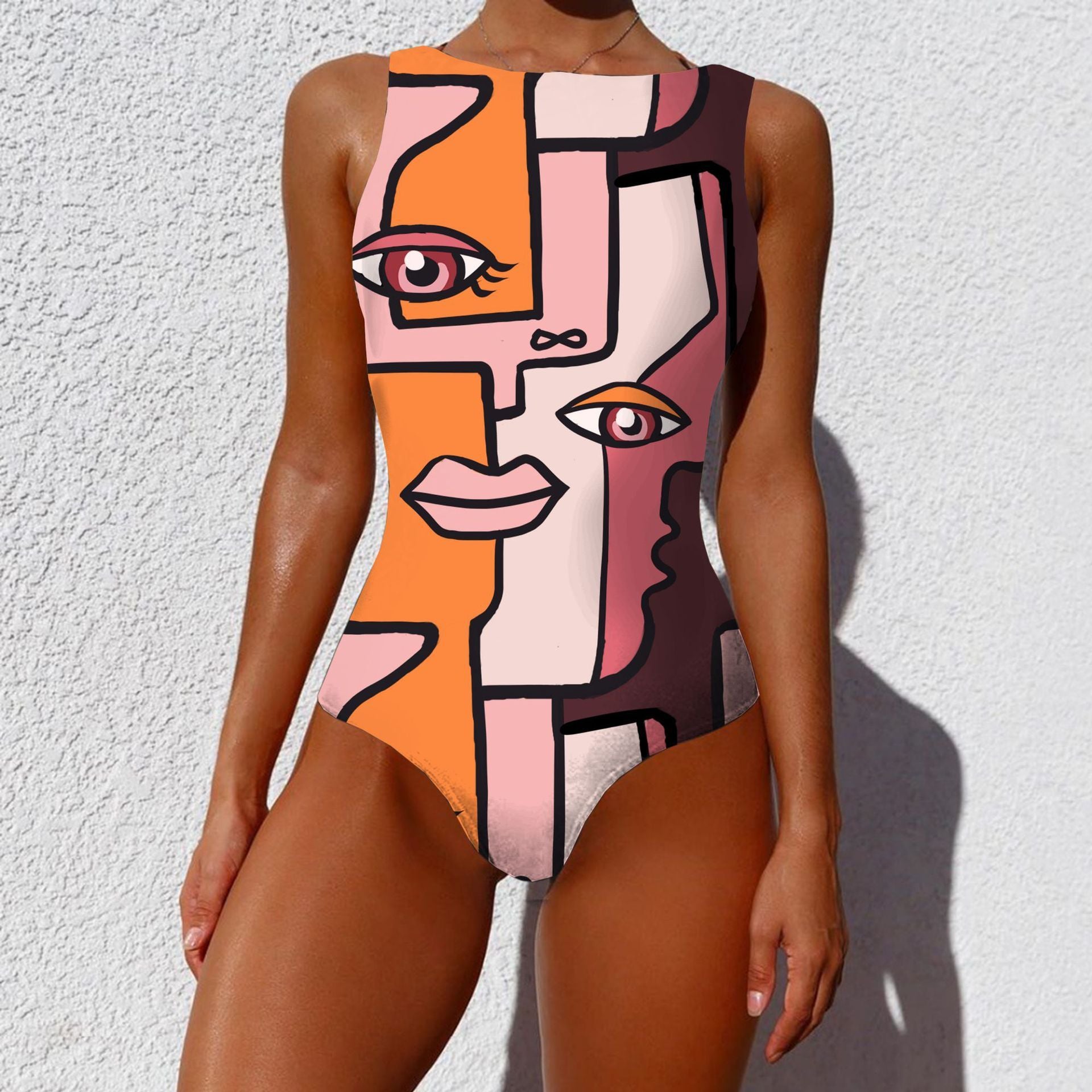 Women’s Vintage Abstract Print One-Piece Push-Up Swimsuit One-piece Fashion Vintage Abstract Print | Ectron Online