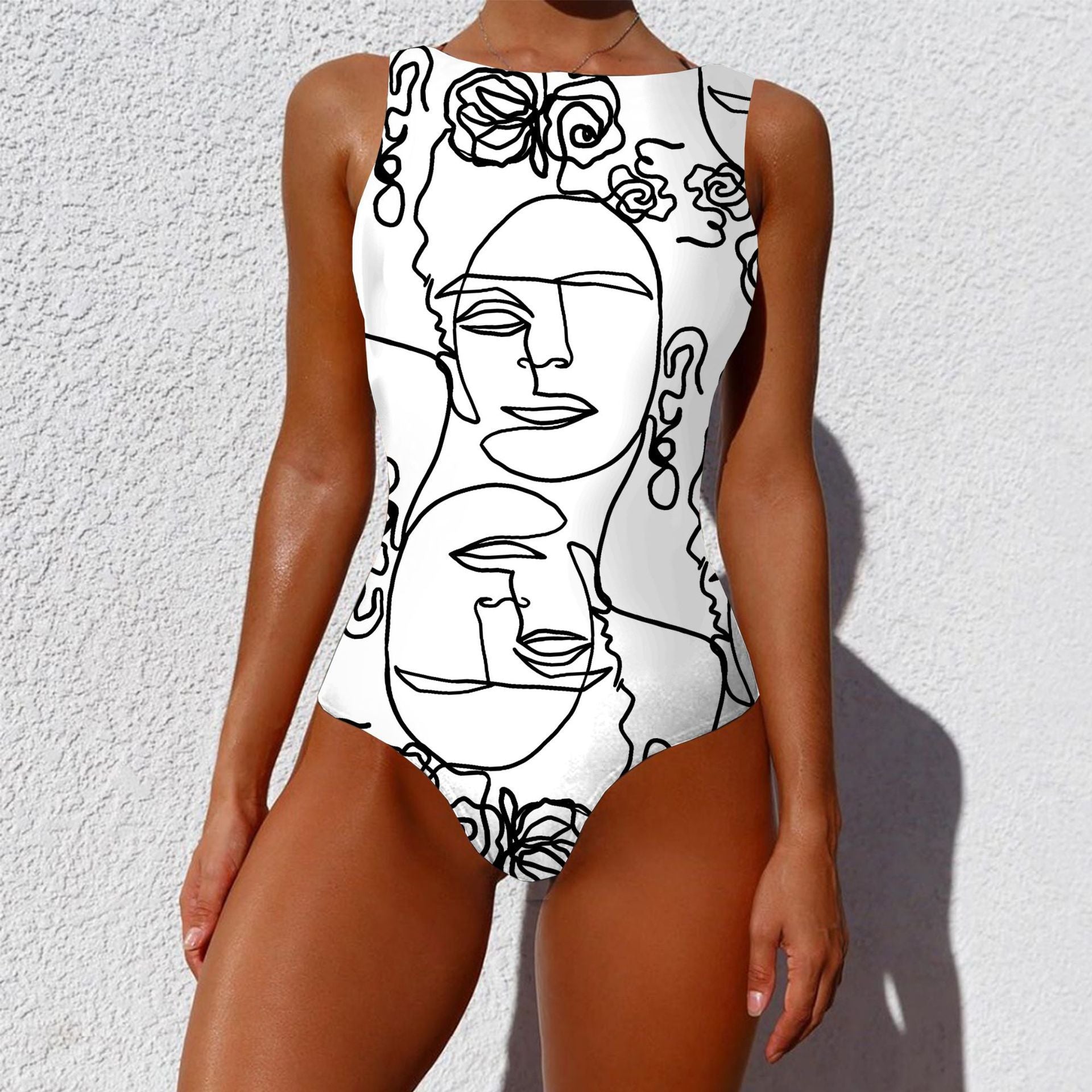 Women’s Vintage Abstract Print One-Piece Push-Up Swimsuit One-piece Fashion Vintage Abstract Print | Ectron Online