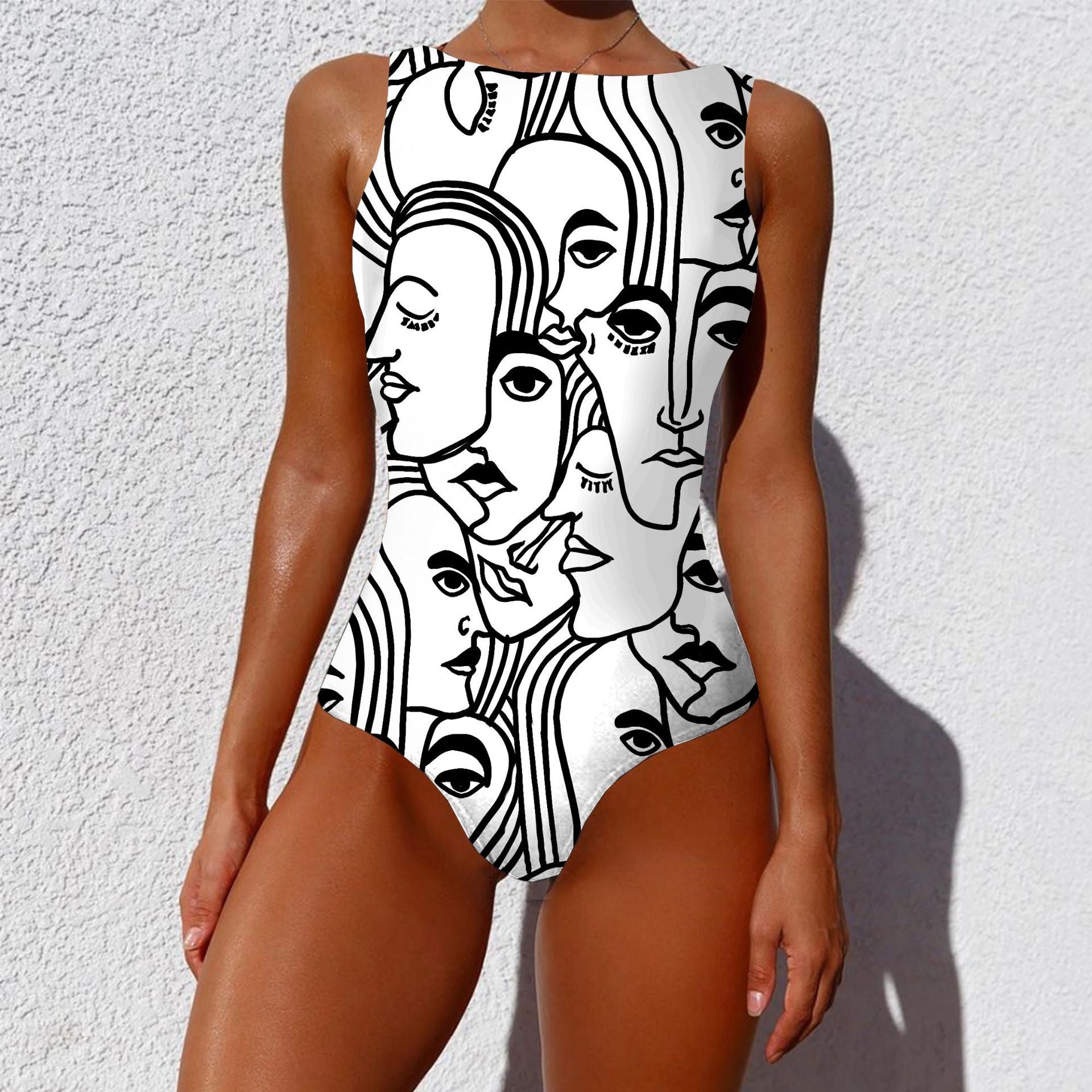 Women’s Vintage Abstract Print One-Piece Push-Up Swimsuit One-piece Fashion Vintage Abstract Print | Ectron Online