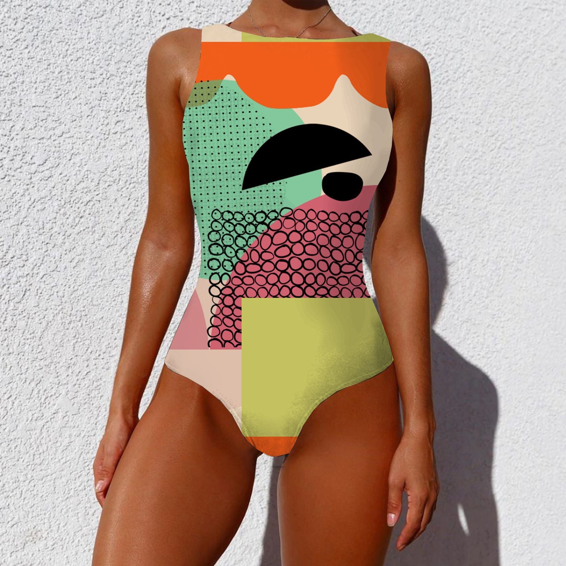 Women’s Vintage Abstract Print One-Piece Push-Up Swimsuit One-piece Fashion Vintage Abstract Print | Ectron Online