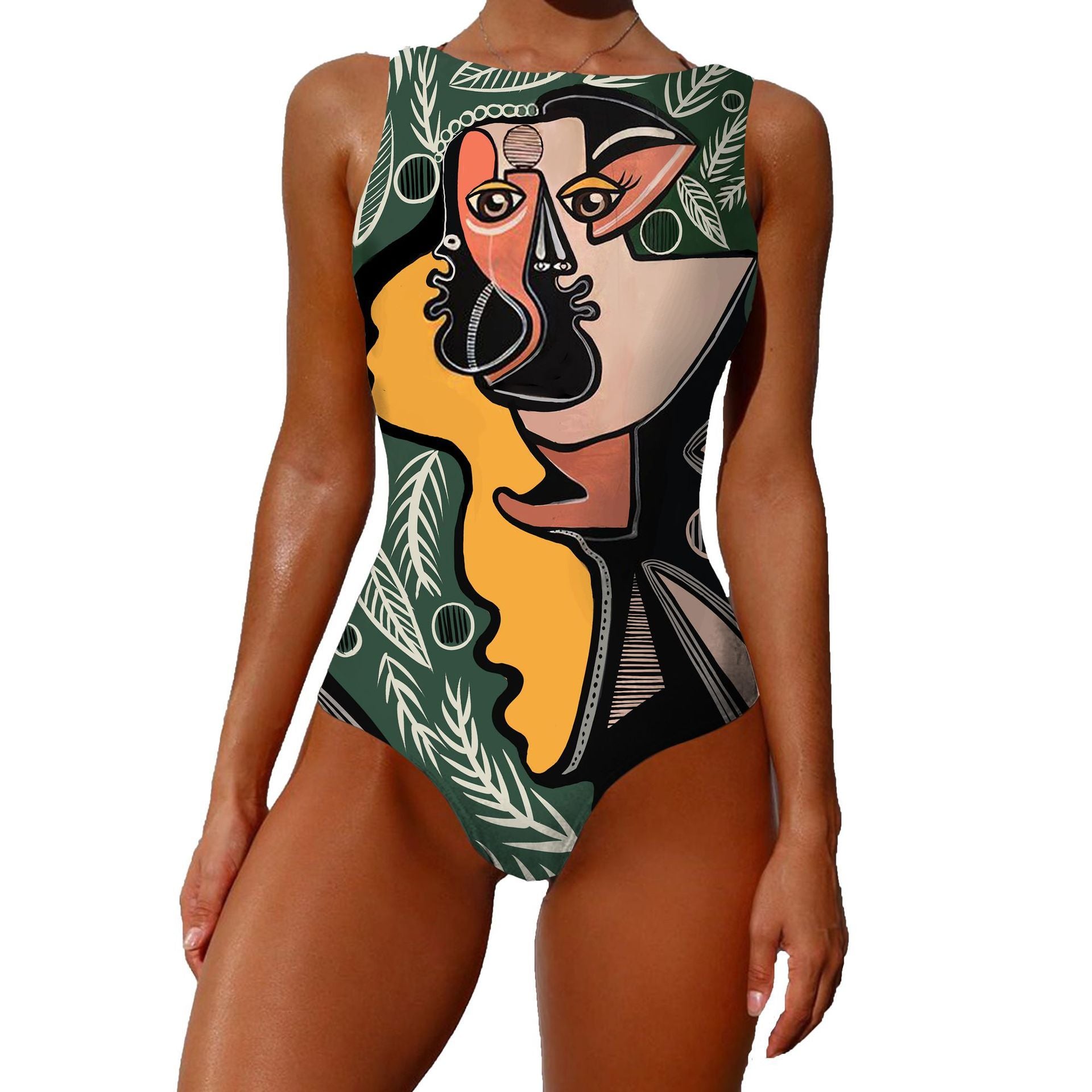 Women’s Vintage Abstract Print One-Piece Push-Up Swimsuit One-piece Fashion Vintage Abstract Print | Ectron Online