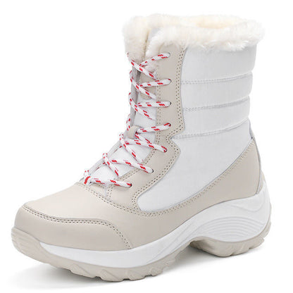 Outdoor Warm, Waterproof, Ski Boots, High-Tube, Thick-Soled Cotton Shoes, Plus Velvet Thickening