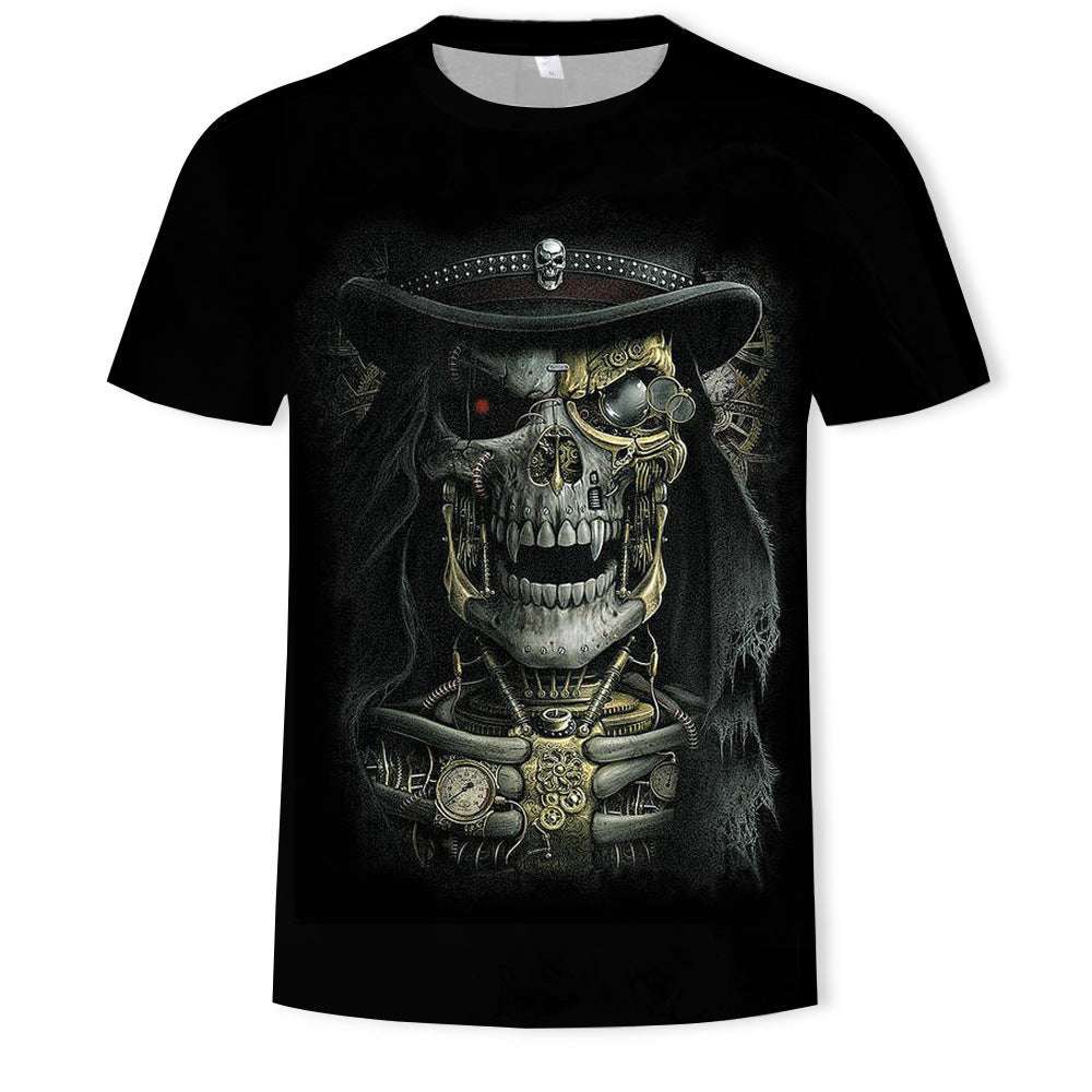 Men’s 3D Skull Print Fake Two-Piece T-Shirt – Trendy Short Sleeve New Cross Border Foreign Trade Europe An | Ectron Online