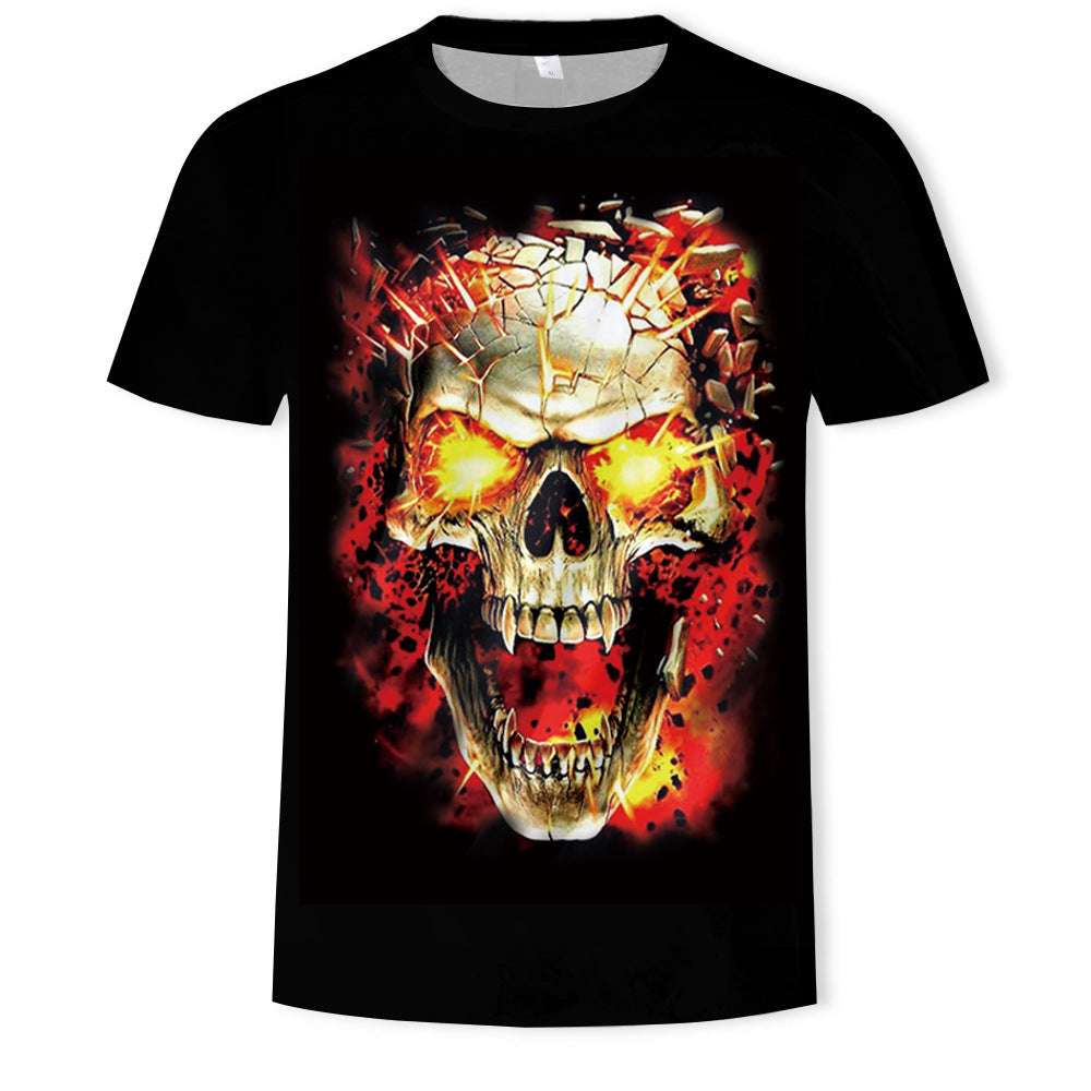 Men’s 3D Skull Print Fake Two-Piece T-Shirt – Trendy Short Sleeve New Cross Border Foreign Trade Europe An | Ectron Online