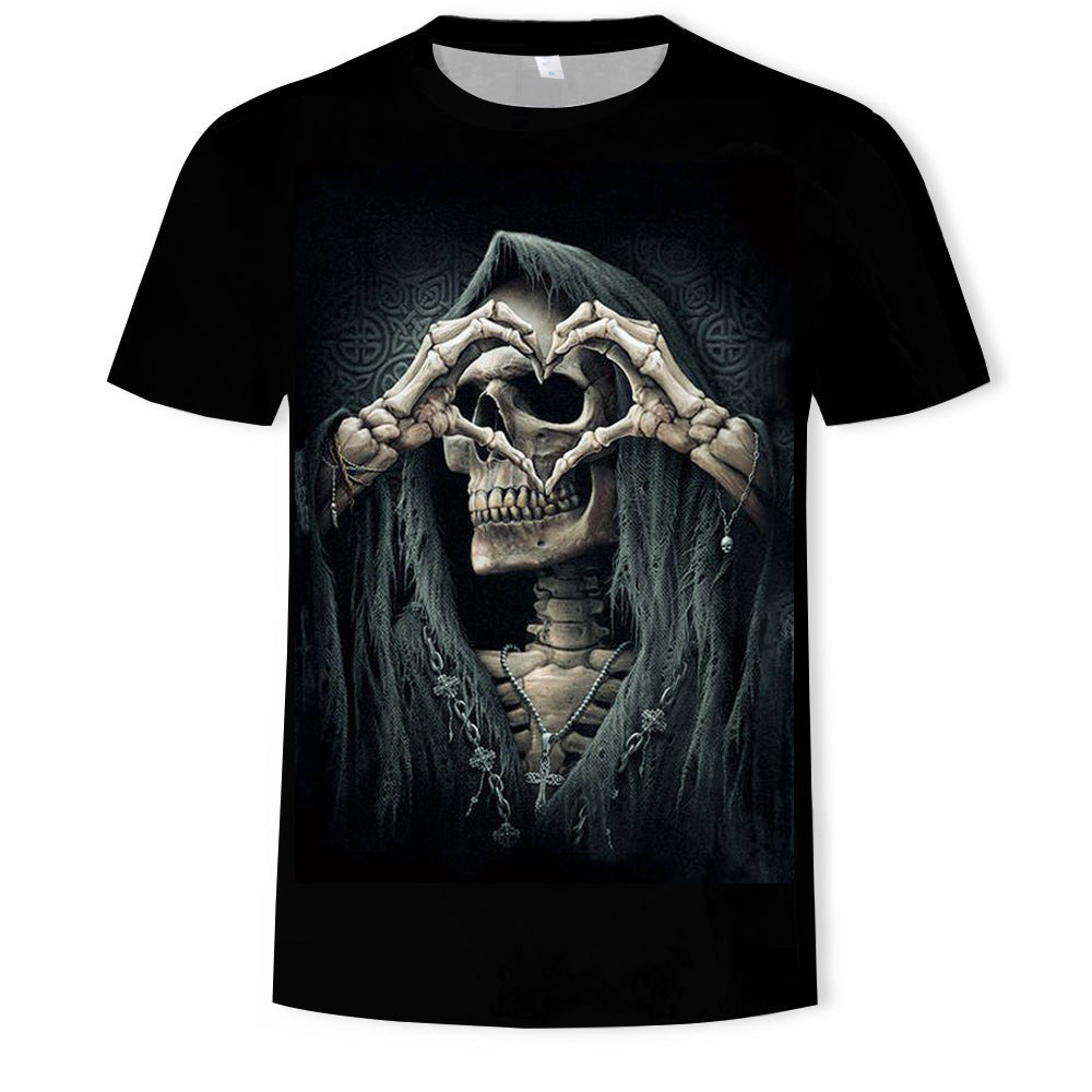 Men’s 3D Skull Print Fake Two-Piece T-Shirt – Trendy Short Sleeve New Cross Border Foreign Trade Europe An | Ectron Online