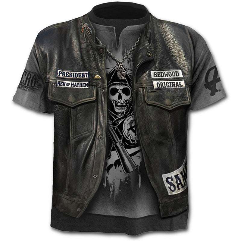 Men’s 3D Skull Print Fake Two-Piece T-Shirt – Trendy Short Sleeve New Cross Border Foreign Trade Europe An | Ectron Online