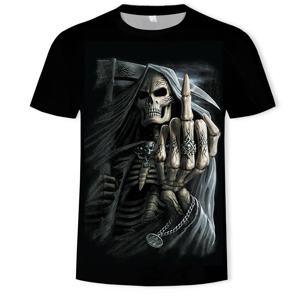 Men’s 3D Skull Print Fake Two-Piece T-Shirt – Trendy Short Sleeve New Cross Border Foreign Trade Europe An | Ectron Online